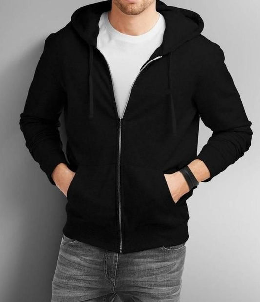 Men Full Sleeve Solid Hooded Sweatshirt