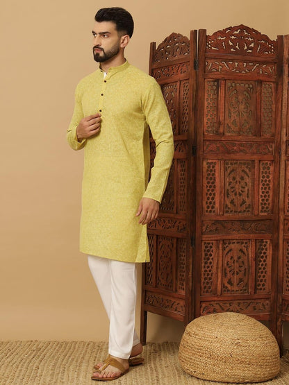 Men's Cotton Solid Kurta Pyajama Set